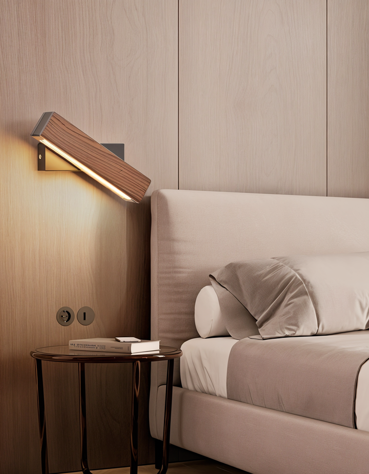 BowLift | TwistLED Wall Lamp - 360° rotatable rectangular LED wall lamp made of wood