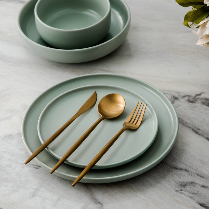 BowLift | Minimalist Flatware Set – 20-Piece Titanium-Coated Stainless Steel Cutlery | Modern Matte Finish for Elegant Dining