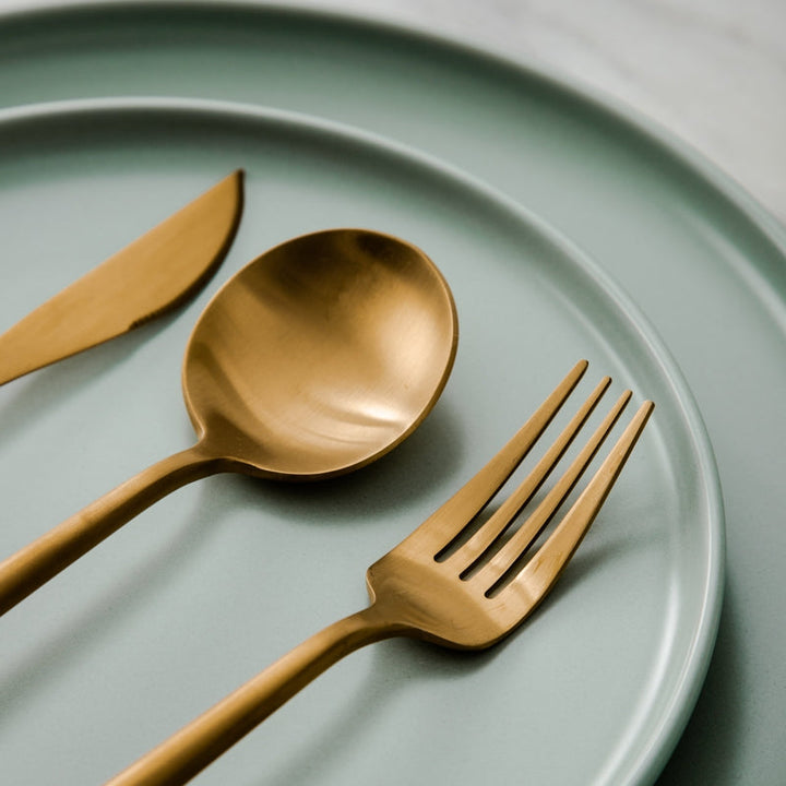 BowLift | Minimalist Flatware Set – 20-Piece Titanium-Coated Stainless Steel Cutlery | Modern Matte Finish for Elegant Dining