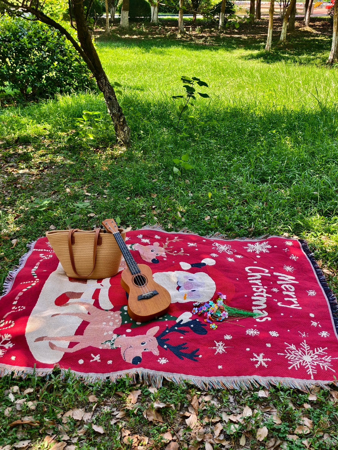 Thick Knitted Gold Thread Christmas Sofa Throw