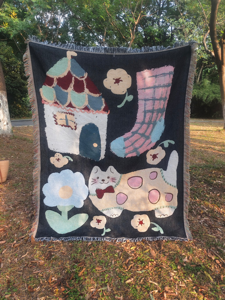 Knitted Tapestry Christmas Tree Sofa Throw