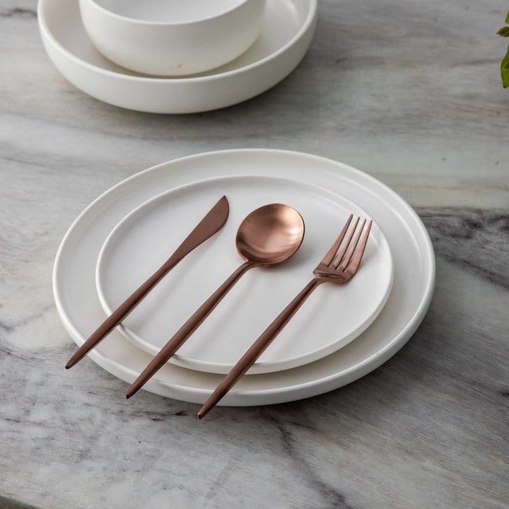 BowLift | Minimalist Flatware Set – 20-Piece Titanium-Coated Stainless Steel Cutlery | Modern Matte Finish for Elegant Dining