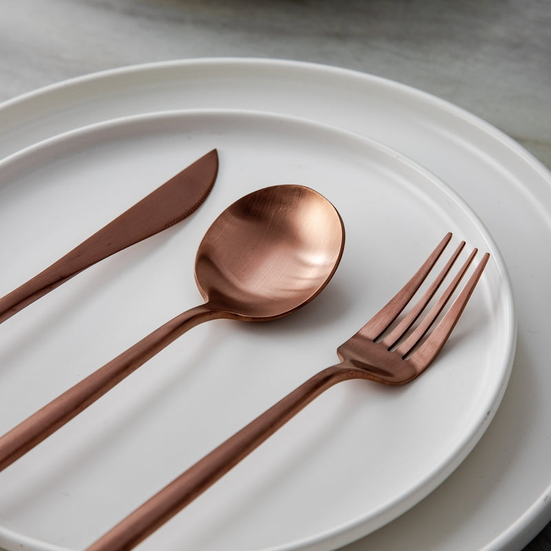 BowLift | Minimalist Flatware Set – 20-Piece Titanium-Coated Stainless Steel Cutlery | Modern Matte Finish for Elegant Dining