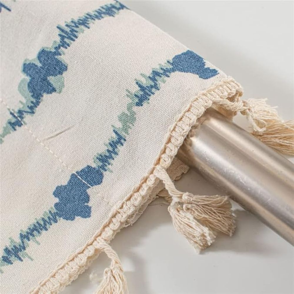 BowLift | Inkblot Blue Tassel Cabinet Curtain
