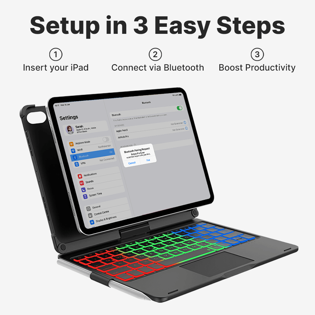 BowLift | Wireless Keyboard Case for iPad - Rotating Design