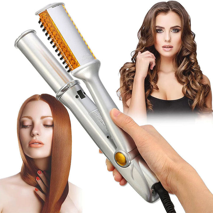 2-in-1 Rotating Hair Brush for Straightening and Styling