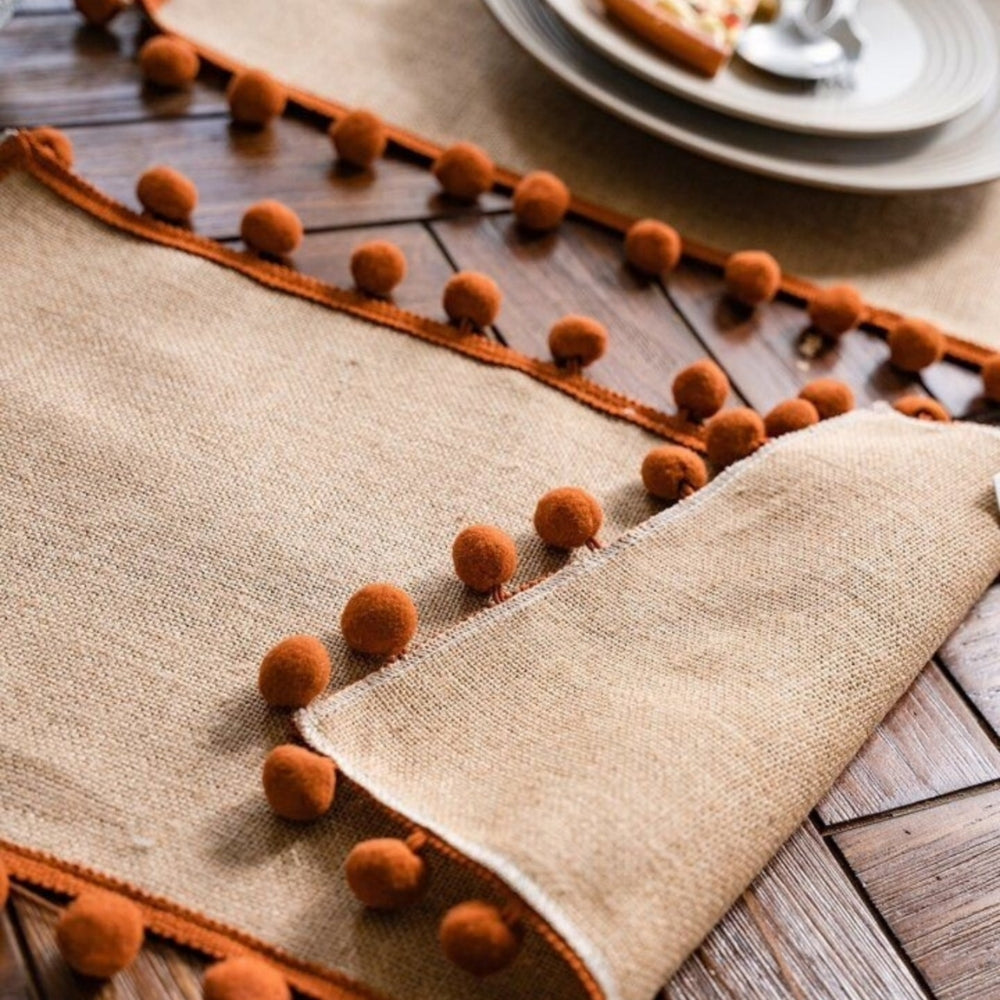 BowLift | Jute Bohemian Pom-Pom Table Runner