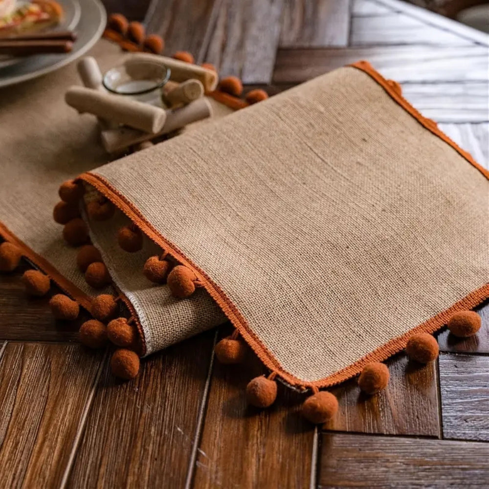 BowLift | Jute Bohemian Pom-Pom Table Runner