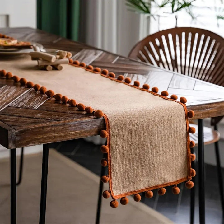 BowLift | Jute Bohemian Pom-Pom Table Runner