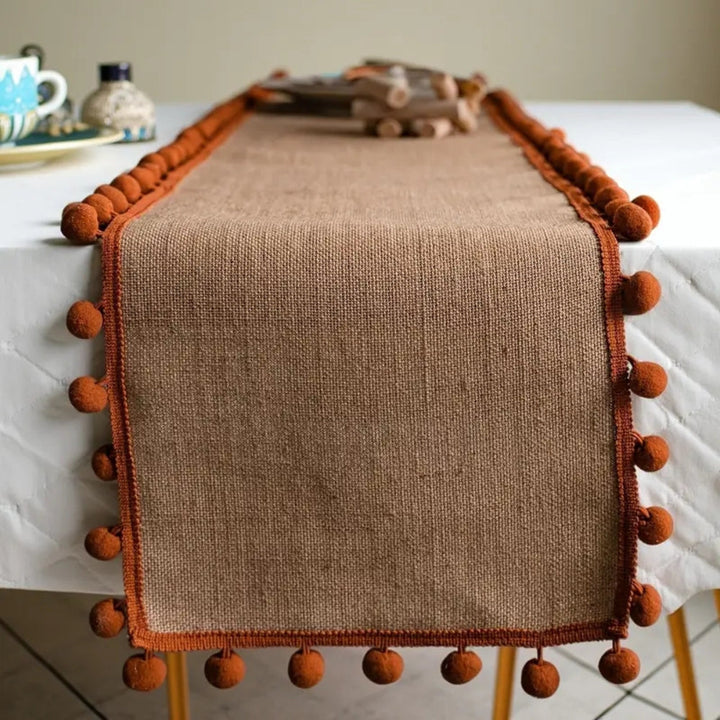 BowLift | Jute Bohemian Pom-Pom Table Runner