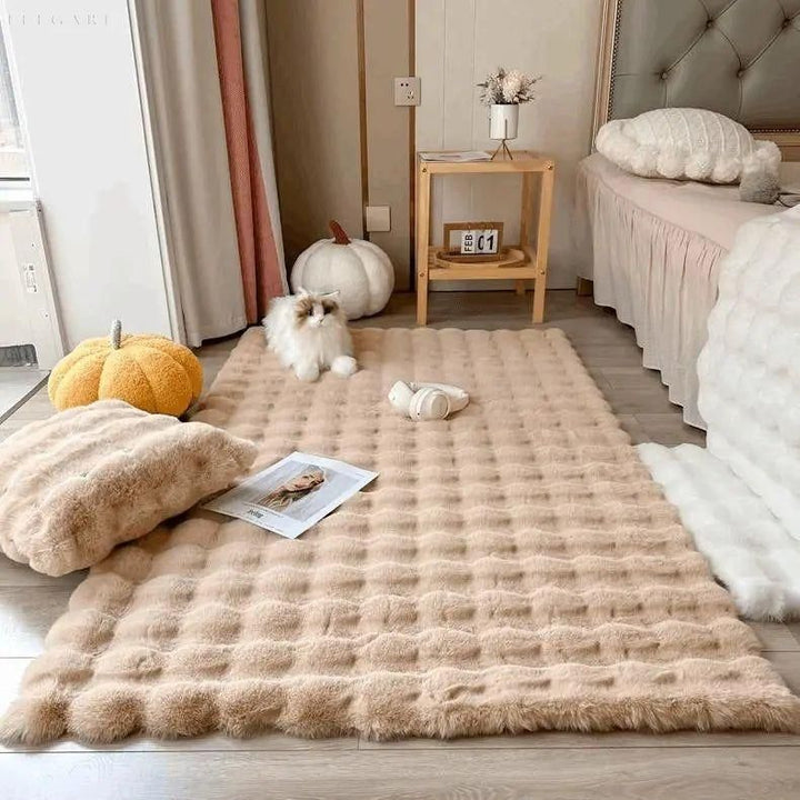 BowLift | Floral Plush Faux Fur Rug with Non-Slip Backing