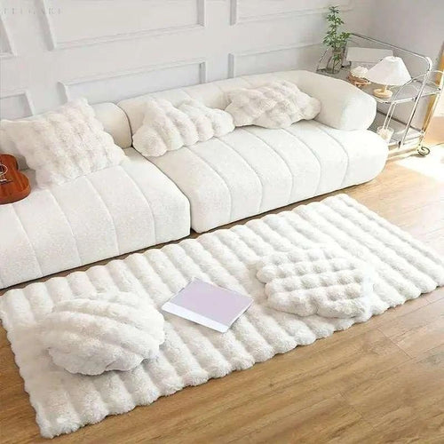 BowLift | Floral Plush Faux Fur Rug with Non-Slip Backing