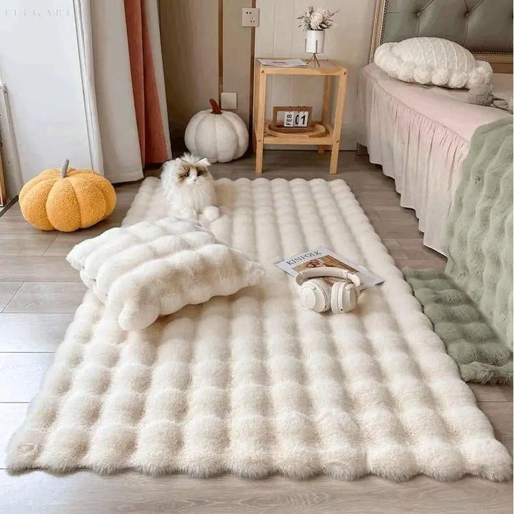 BowLift | Floral Plush Faux Fur Rug with Non-Slip Backing