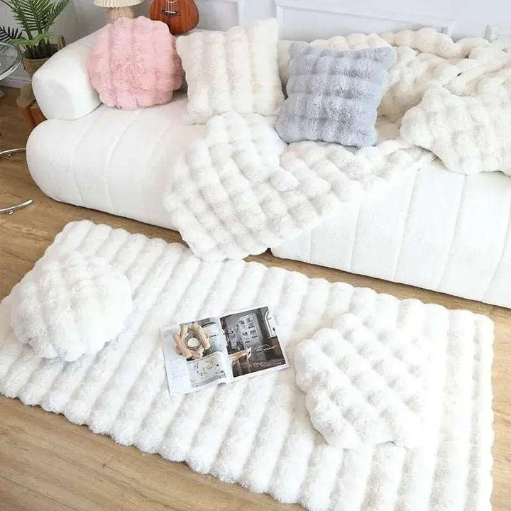 BowLift | Floral Plush Faux Fur Rug with Non-Slip Backing