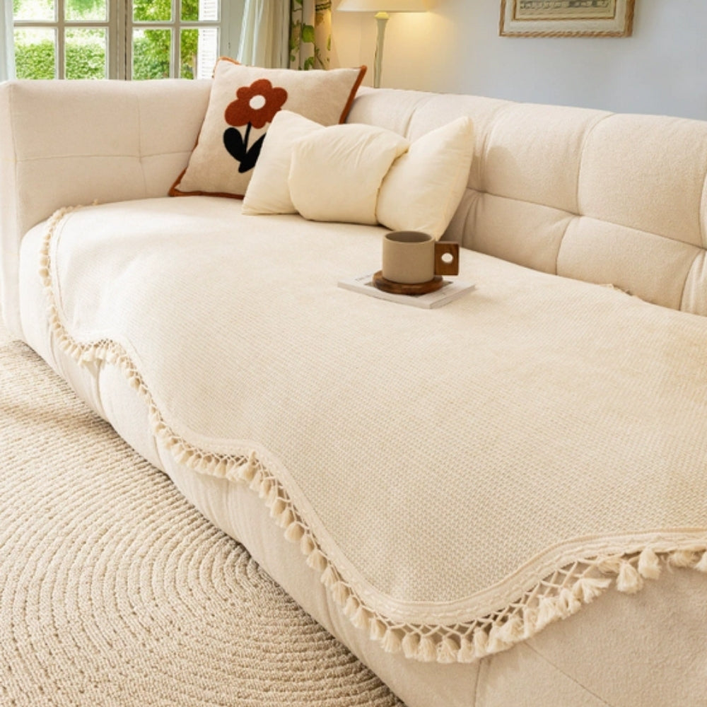 BowLift | Luxury Chenille Woven Texture Tassel Sofa Cover