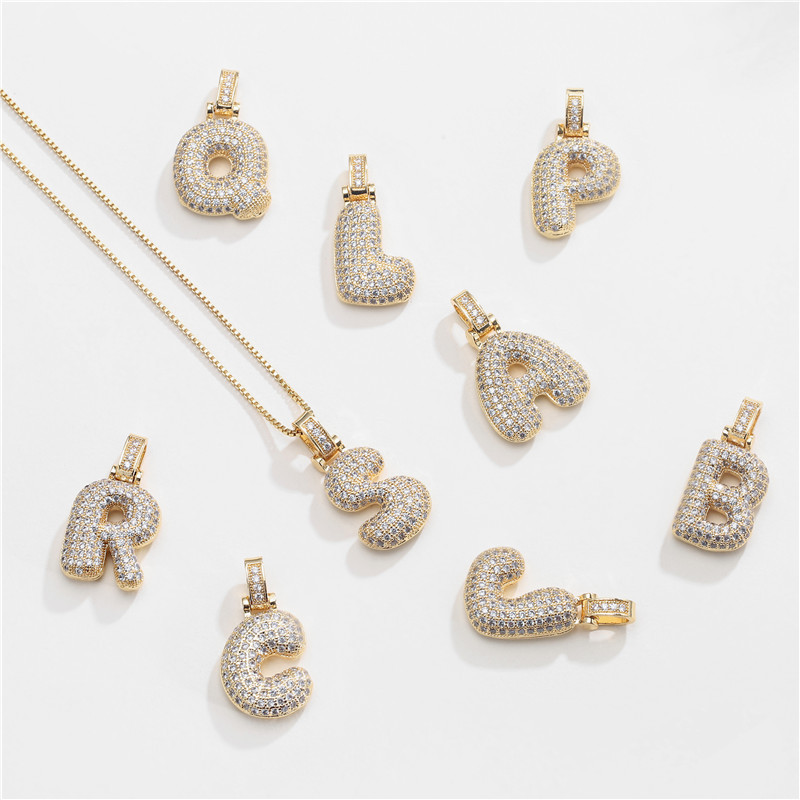 BowLift | 14k Diamond Dazzle Bubble Initial Necklace