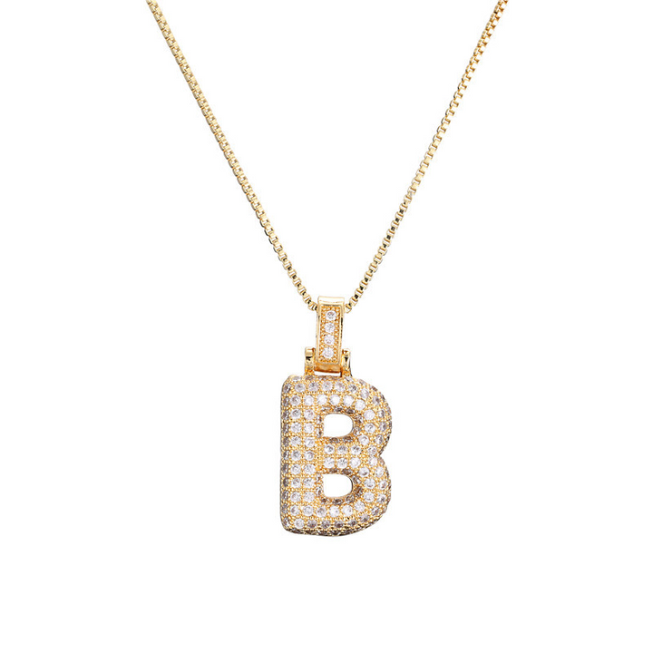BowLift | 14k Diamond Dazzle Bubble Initial Necklace