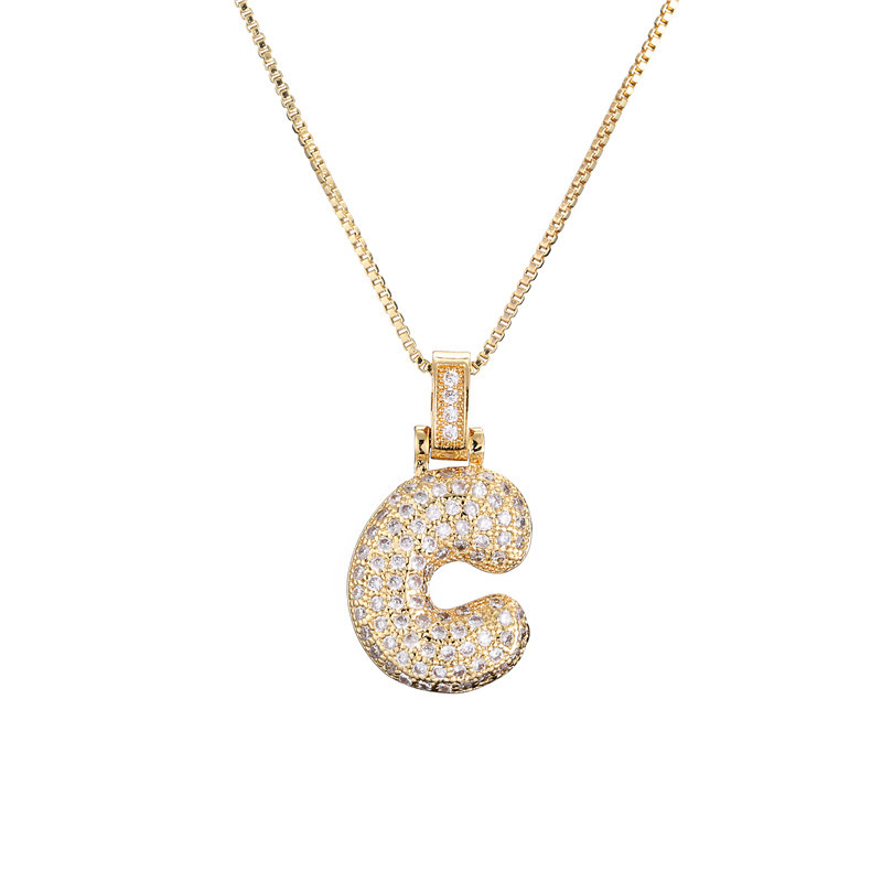 BowLift | 14k Diamond Dazzle Bubble Initial Necklace