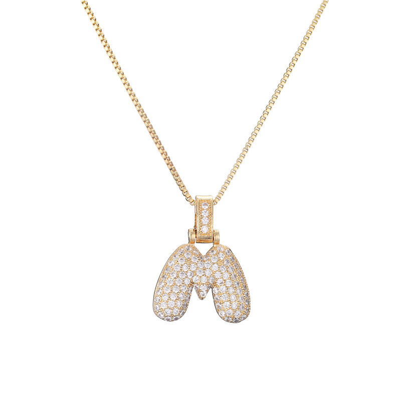 BowLift | 14k Diamond Dazzle Bubble Initial Necklace