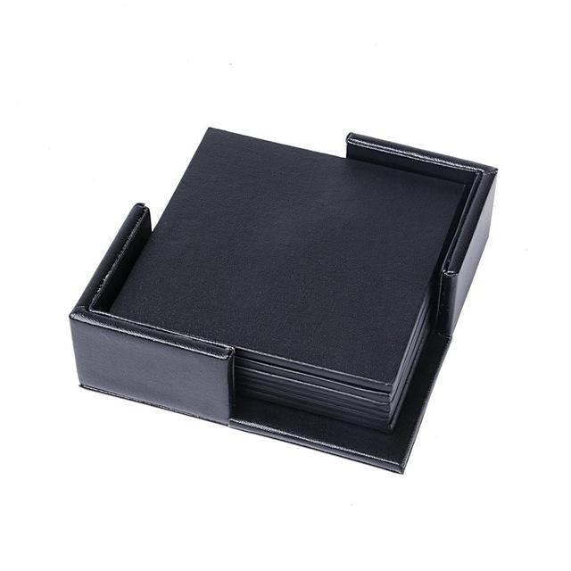 BowLift | Coastline Vegan Leather Coaster Set | Marble Look | Stylish Protection for Surfaces
