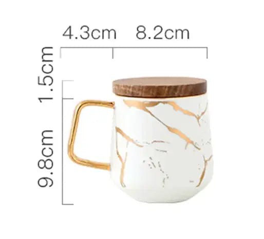 BowLift | Marble Pattern Coffee Mug with Gold Decoration