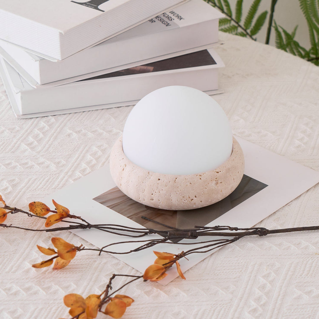 BowLift | Travertine Table Lamp