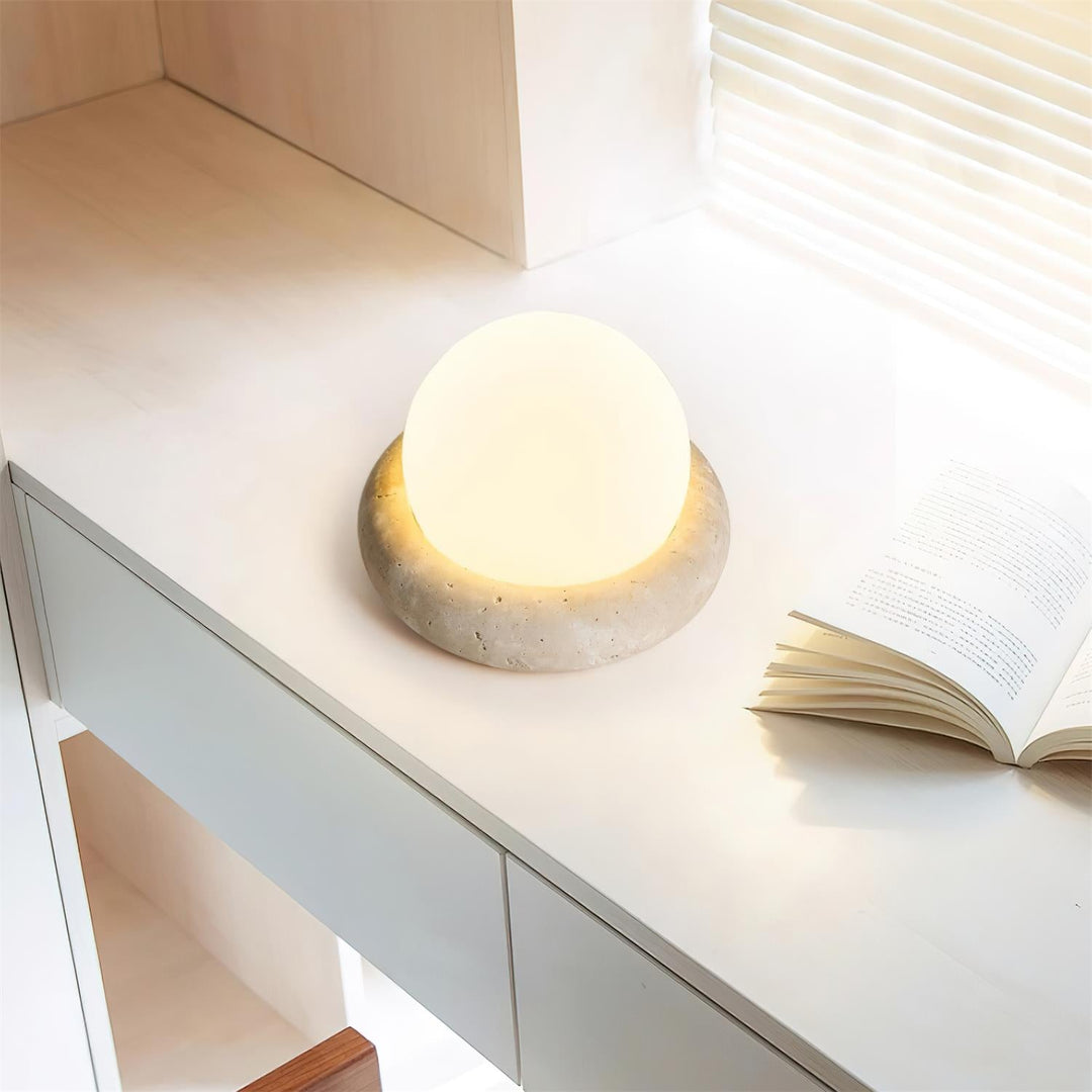 BowLift | Travertine Table Lamp