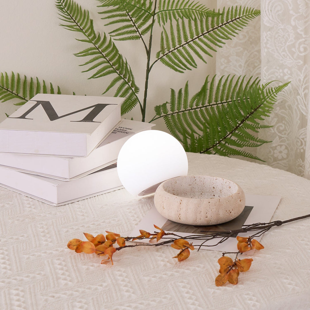 BowLift | Travertine Table Lamp