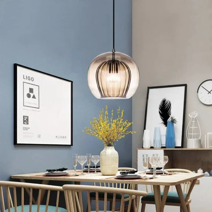 BowLift | TimberGlow - Modern Glass Pendant Light