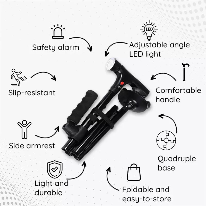 BowLift | Multi-Functional Foldable LED Walking Cane