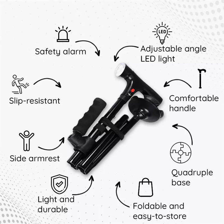 BowLift | Multi-Functional Foldable LED Walking Cane
