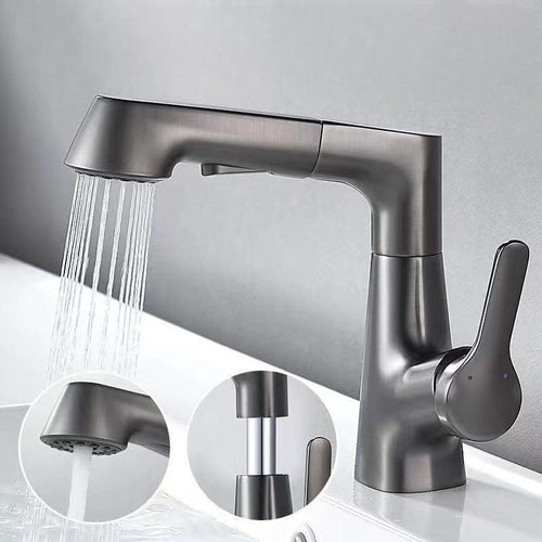 BowLift | Vanity faucet with swivel, pull-out hand shower