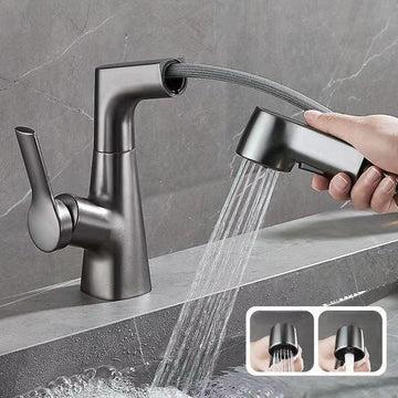 BowLift | Bathroom Faucet With Rotating Retractable Hand Shower