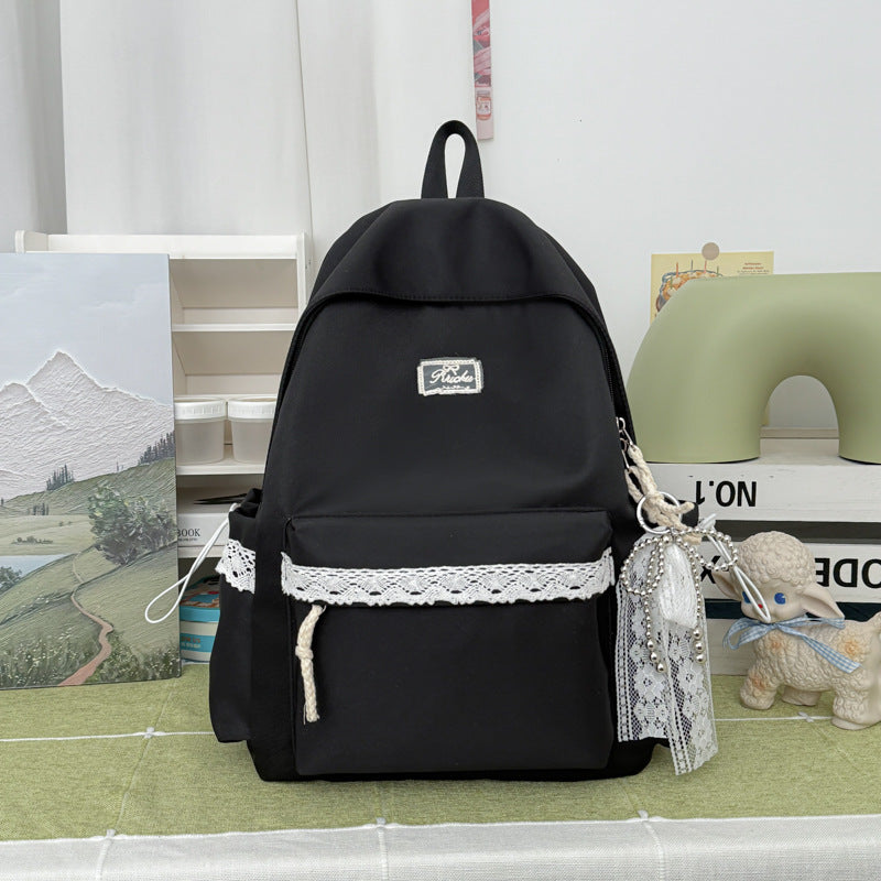 Adorable Lace-Trimmed Backpack Bowlift