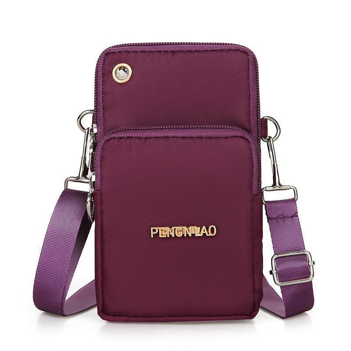 Compact Nylon Crossbody Phone Pouch with Multiple Zip Compartments Bowlift