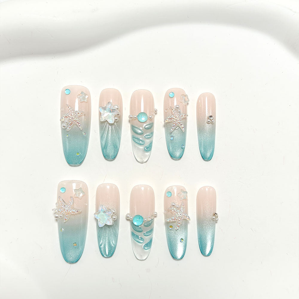 Artificial nails with glittering summer design Bowlift