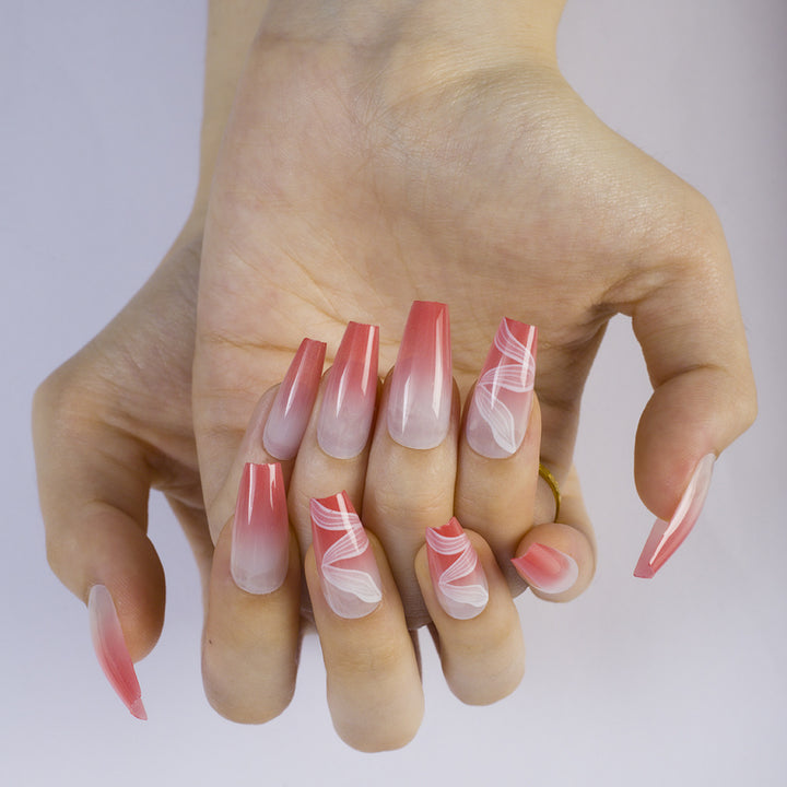 Artificial nails with elegant ombre and marble effects Bowlift