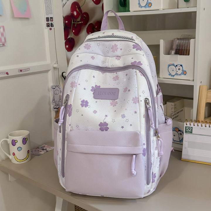 Stylish Floral Print Student Backpack Bowlift