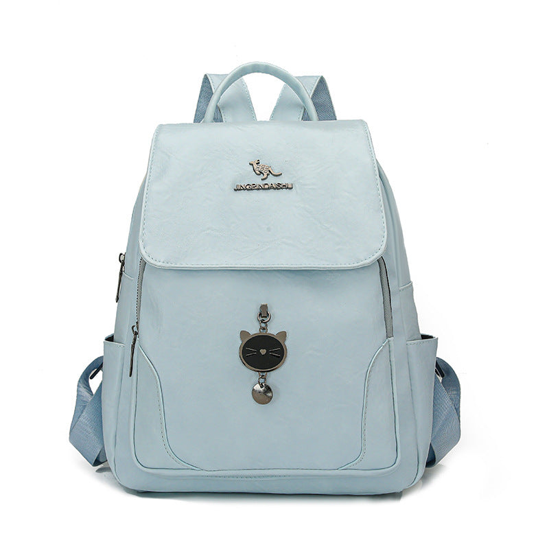 Cute Cat-Themed Leather Backpack Bowlift