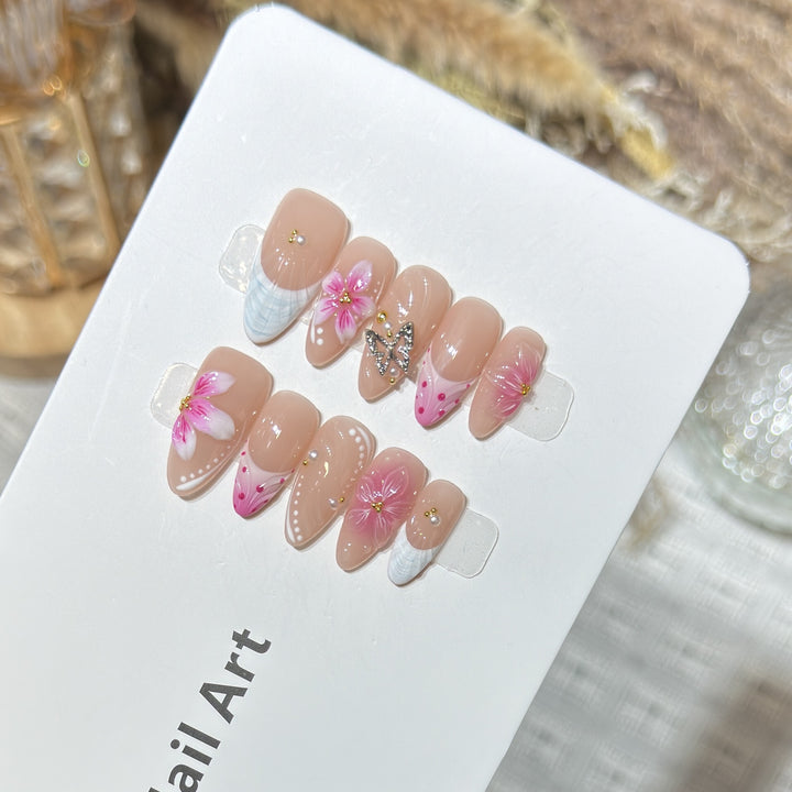 Floral-Inspired Adhesive Press-On Nails