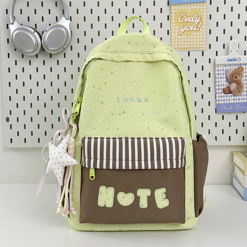 Cute Illustrated Star-Embellished Backpack Bowlift