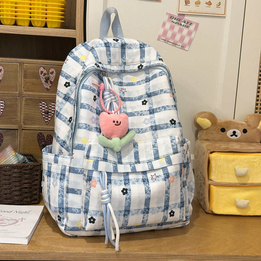 Stylish Checkerboard Print Backpack Bowlift