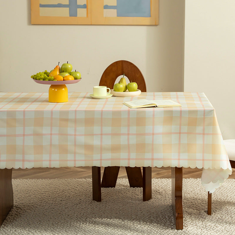 Wipeable tablecloth with star pattern and wavy hem Bowlift