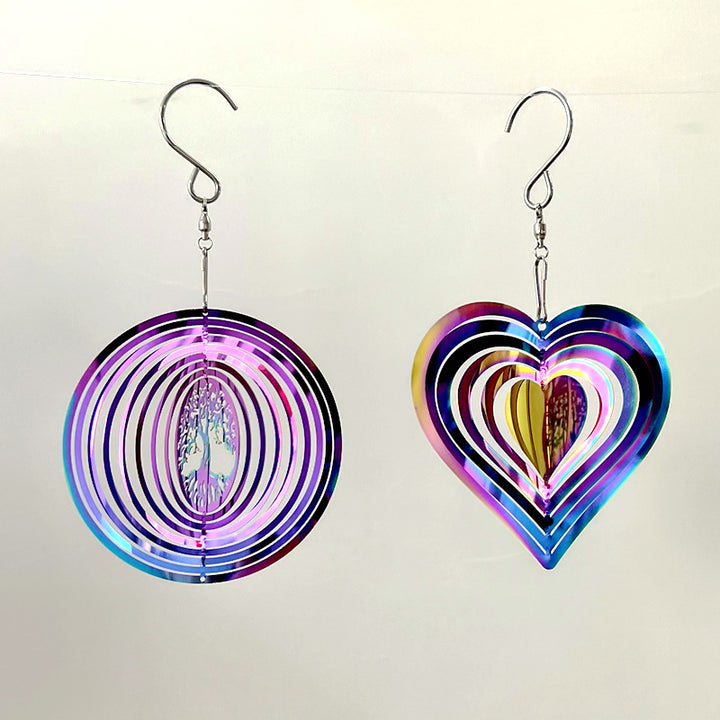 Iridescent Layered Heart Wind Spinner Hanging Suncatcher Bowlift
