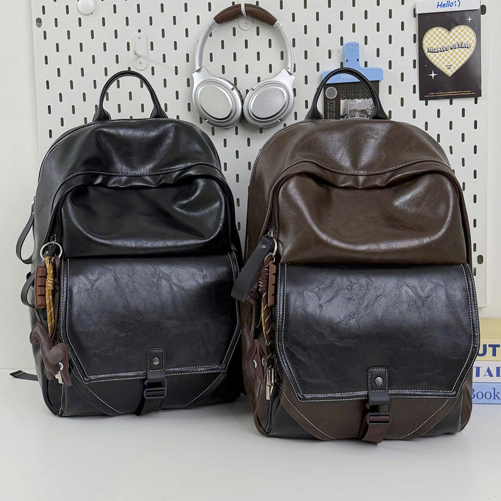 Stylish Multi-Compartment Leather Laptop Backpack Bowlift