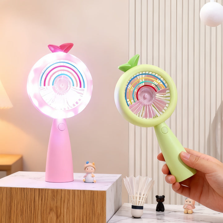 Women's portable USB hand fan with LED function and variable speed control Bowlift