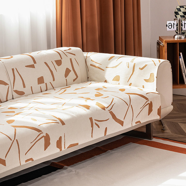 Stretch sofa cover with abstract brushstroke print and elastic waistband Bowlift
