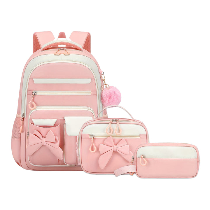 Cute Bow Design Backpack Set