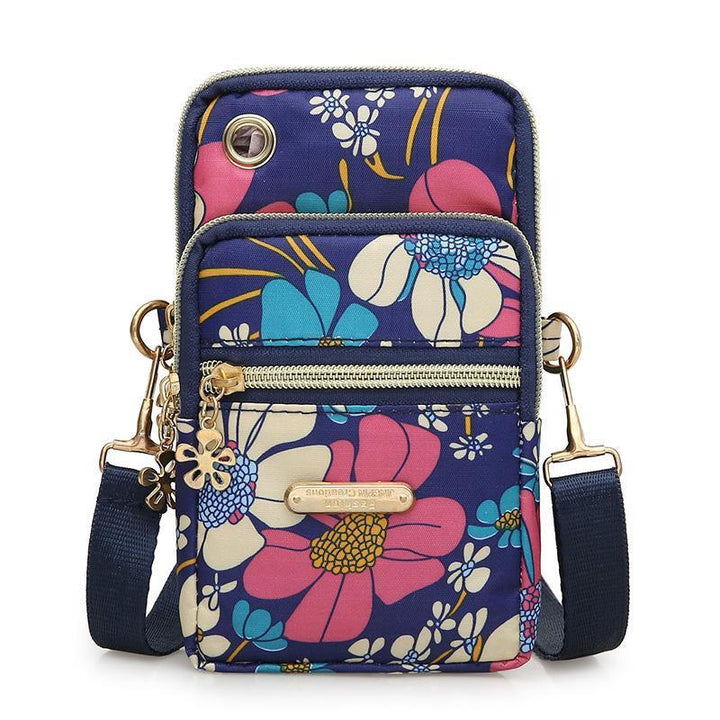 Compact Nylon Crossbody Phone Pouch with Multiple Zip Compartments Bowlift