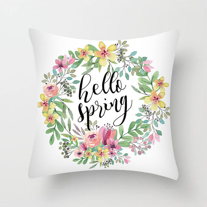 Decorative Spring Birds and Flowers Throw Pillow